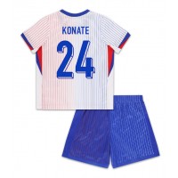 Francúzsko Ibrahima Konate #24 Vonkajší Detský futbalový dres ME 2024 Krátky Rukáv (+ trenírky)